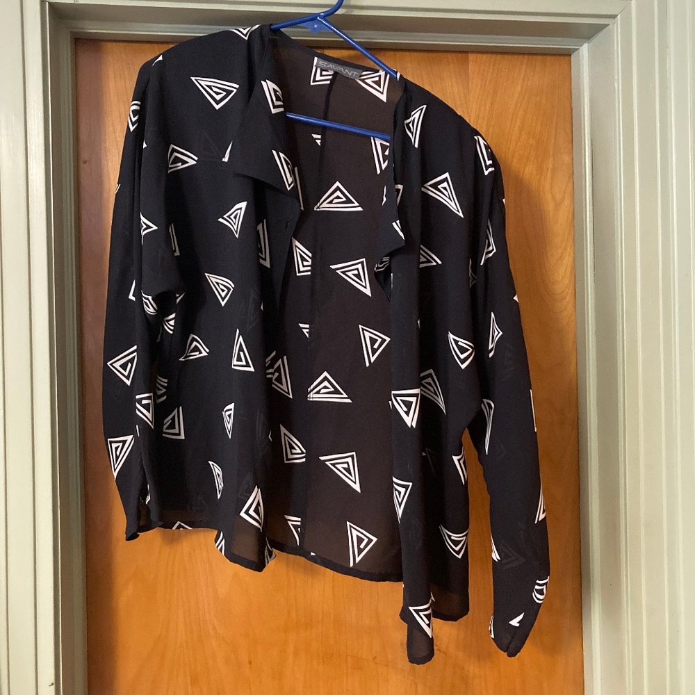 Savant Vintage 1980s Button Down Blouse Top Made in USA Size 14